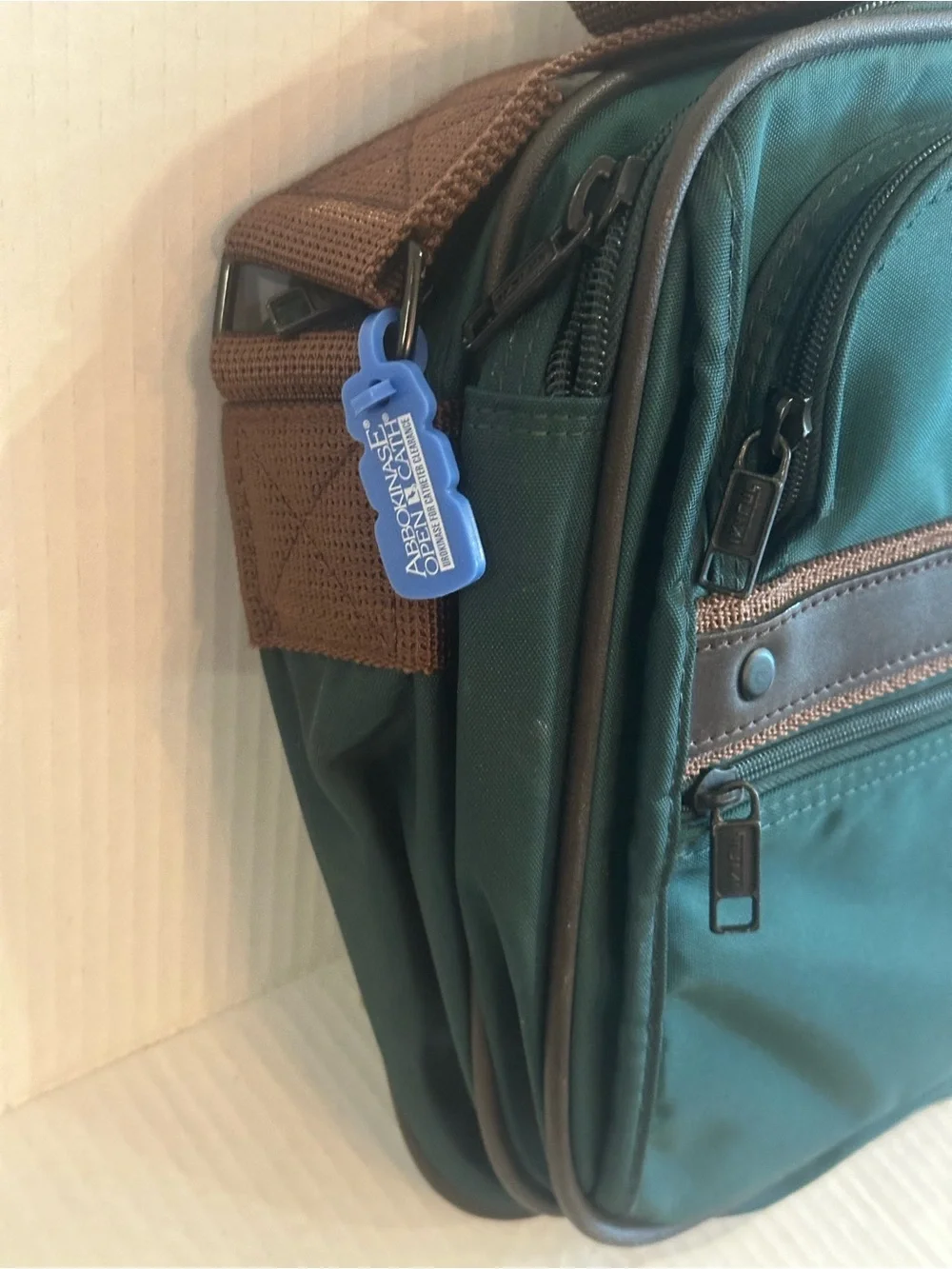 vintage green and brown ballistic nylon TUMI 2-Way Briefcase Messenger Bag Mint